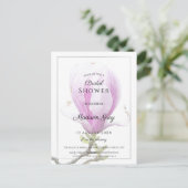 ピンクエレガントマグノリアブライダルシャワー インビテーションポストカード (スタンド正面)