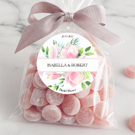 ピンクエレガントマグノリア水カラーブライダルシャワークラ ラウンドシール