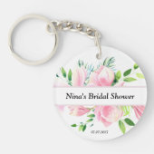 ピンクエレガントマグノリア水カラーブライダルシャワー キーホルダー (正面)