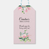 ピンクエレガントマグノリア水カラーブライダルシャワー ギフトタグ (正面)
