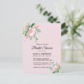 ピンクエレガントマグノリア水カラーブライダルシャワー シーズンポストカード (スタンド正面)