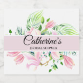 ピンクエレガントマグノリア水カラーブライダルシャワー スパークリングワインラベル (シングルラベル)