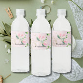 ピンクエレガントマグノリア水カラーブライダルシャワー ペットボトルラベル