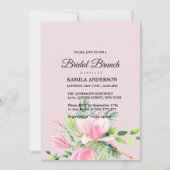 ピンクエレガントマグノリア水カラーブライダルシャワー 招待状 (正面)
