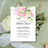 ピンクエレガントマグノリア水カラーブライダルシャワー 招待状