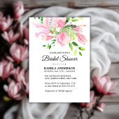 ピンクエレガントマグノリア水カラーブライダルシャワー 招待状