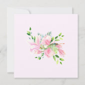 ピンクエレガントマグノリア水彩赤ちゃんシャワー サンキューカード (裏面)