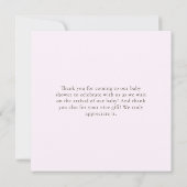 ピンクエレガントマグノリア水彩赤ちゃんシャワー サンキューカード (裏面)