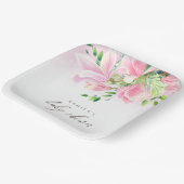 ピンクエレガントマグノリア水彩赤ちゃんシャワー ペーパープレート (傾斜あり)