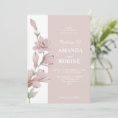 ピンクエレガントマグノリア結婚式招待状 招待状 (スタンド正面)