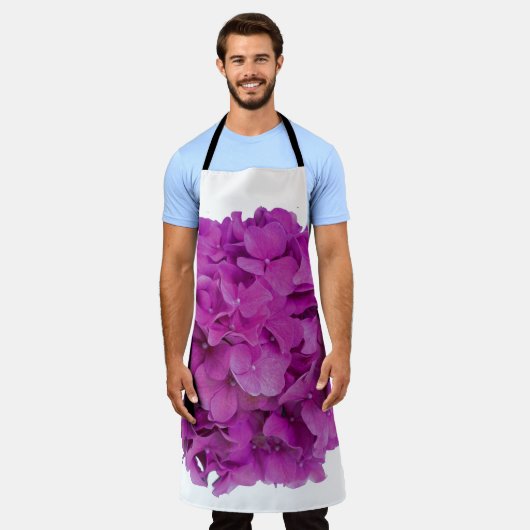 ピンクエレガントマゼンタフローラアジサイバラ エプロン (着用した状態)