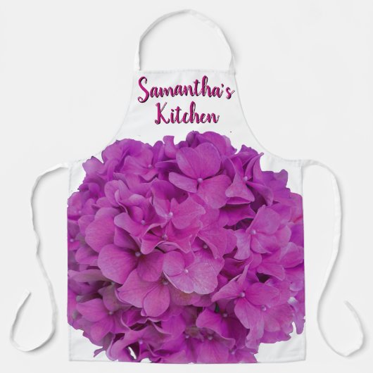 ピンクエレガントマゼンタフローラアジサイバラ エプロン (正面)