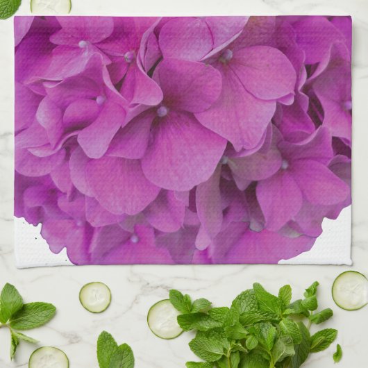 ピンクエレガントマゼンタフローラアジサイバラ キッチンタオル (折り畳み)