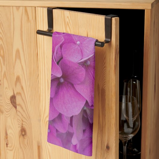 ピンクエレガントマゼンタフローラアジサイバラ キッチンタオル (三つ折り)