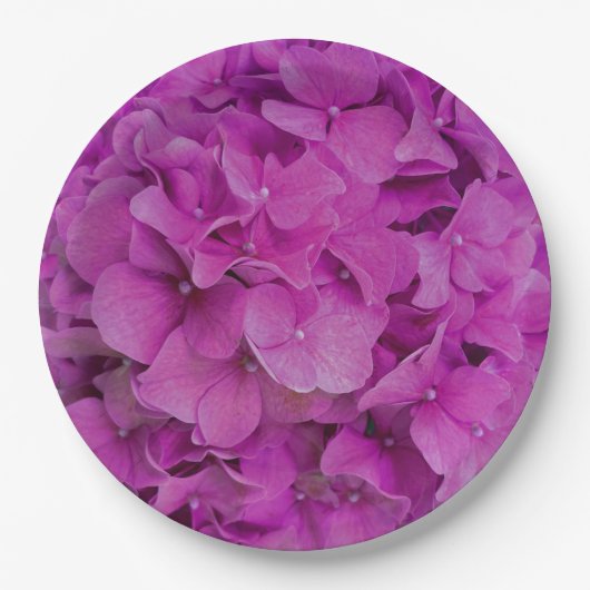 ピンクエレガントマゼンタフローラアジサイバラ ペーパープレート (正面)