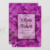 ピンクエレガントマゼンタフローラアジサイバラ 招待状 (正面/裏面)