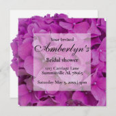 ピンクエレガントマゼンタフローラアジサイバラ 招待状 (正面/裏面)