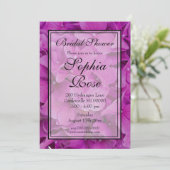 ピンクエレガントマゼンタフローラブライダルシャワー 招待状 (スタンド正面)