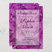 ピンクエレガントマゼンタフローラブライダルシャワー 招待状 (正面/裏面)