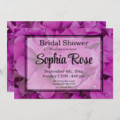 ピンクエレガントマゼンタフローラブライダルシャワー 招待状 (正面/裏面)