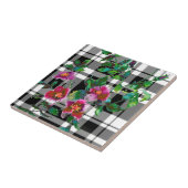 ピンクエレガントマゼンタ色バラプレイド タイル (側面)