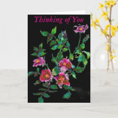 ピンクエレガントマゼンタ色フローラバラ カード (黄色い花)