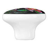 ピンクエレガントマゼンタ色フローラバラ セラミックノブ (側面)