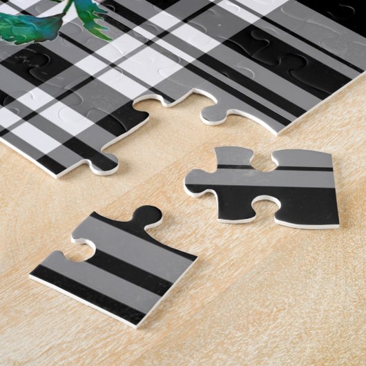 ピンクエレガントマゼンタ色花模様バラ ジグソーパズル (側面)