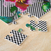 ピンクエレガントマゼンタ色花模様バラ ジグソーパズル (側面)