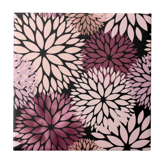 ピンクエレガントマルーンダリアフローラ タイル (正面)