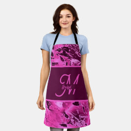 ピンクエレガントマーブルモノグラはっきりしたムタイポグラフィ エプロン