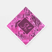 ピンクエレガントマーブルモノグラはっきりしたムタイポグラフィ スタンダードランチョンナプキン (角)