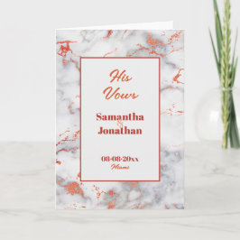 ピンクエレガントマーブル結婚の彼の誓いのカード サンキューカード