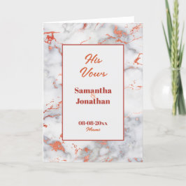 ピンクエレガントマーブル結婚の彼の誓いのカード サンキューカード