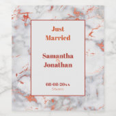 ピンクエレガントマーブル結婚ズ ワインラベル (シングルラベル)