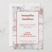 ピンクエレガントマーブル結婚式招待状 招待状 (正面)