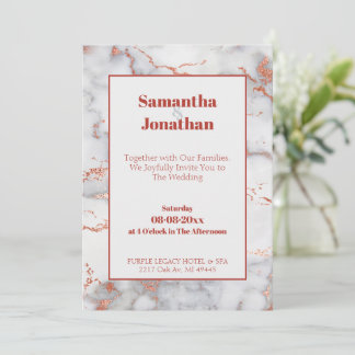 ピンクエレガントマーブル結婚式招待状 招待状
