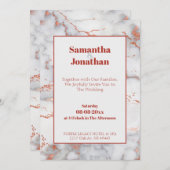 ピンクエレガントマーブル結婚式招待状 招待状 (正面/裏面)