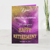 ピンクエレガントマーブル金ゴールドグリッターハッピーリタイアメント カード (正面)
