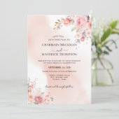 ピンクエレガントミストフローラ予算結婚の 招待状 (スタンド正面)