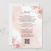 ピンクエレガントミストフローラ予算結婚の 招待状 (裏面)