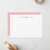 ピンクエレガントミニマリスト・モノグラム ノートカード (正面/裏面インサイチュ)