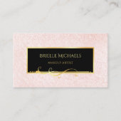 ピンクエレガントミニマルとブラックのメイクアップアーティスト 名刺 (正面)