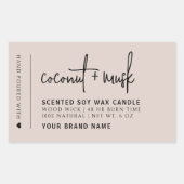 ピンクエレガントミニマルろうそく製品ラベル 長方形シール (正面)