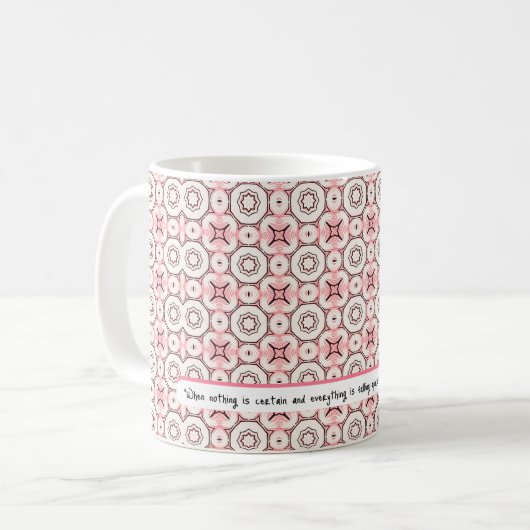 ピンクエレガントミニマルローズパターン編集可能文字 コーヒーマグカップ (正面左)