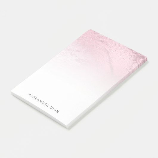 ピンクエレガントミニマルローズ金ゴールドグリッター大理石 ポストイット (アングル)