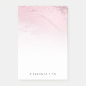 ピンクエレガントミニマルローズ金ゴールドグリッター大理石 ポストイット (正面)