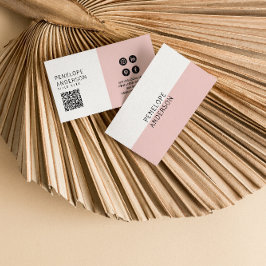 ピンクエレガントミニマルQRコードモダンボーガーリー 名刺