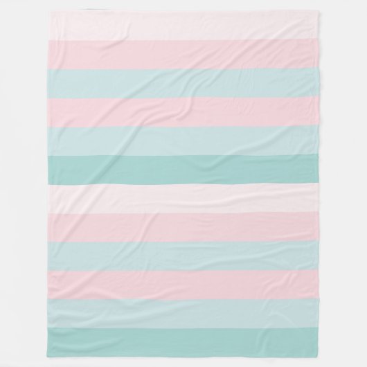 ピンクエレガントミントグリーンストライプのモダンテンプレート フリースブランケット (正面)