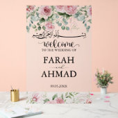 ピンクエレガントムスリム結婚イスラム教会澄ん アクリルサイン (ウェディング)